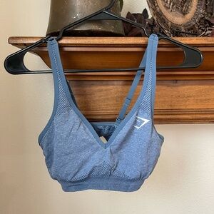 Gymshark Vital Seamless 2.0 V Neck Sports Bra - Evening Blue Marl